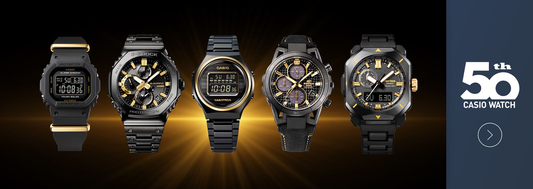 CASIO WATCH 50TH ANNIVERSARY banner