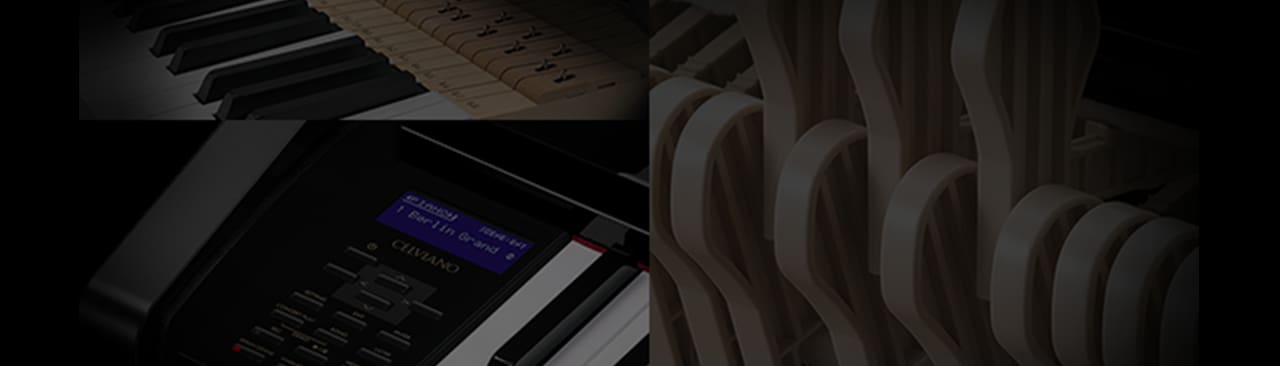 Collage of Acoustic Piano and Electronic keyboard