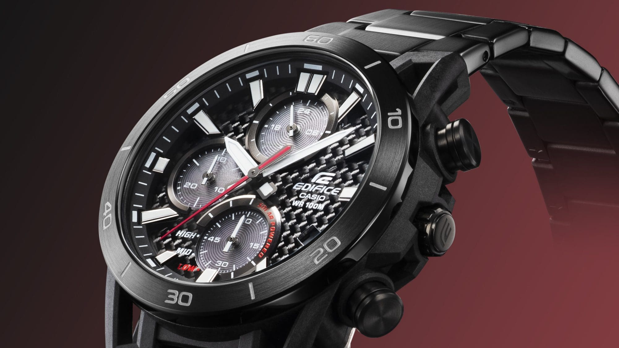 Carbon fibre dial for functional beauty