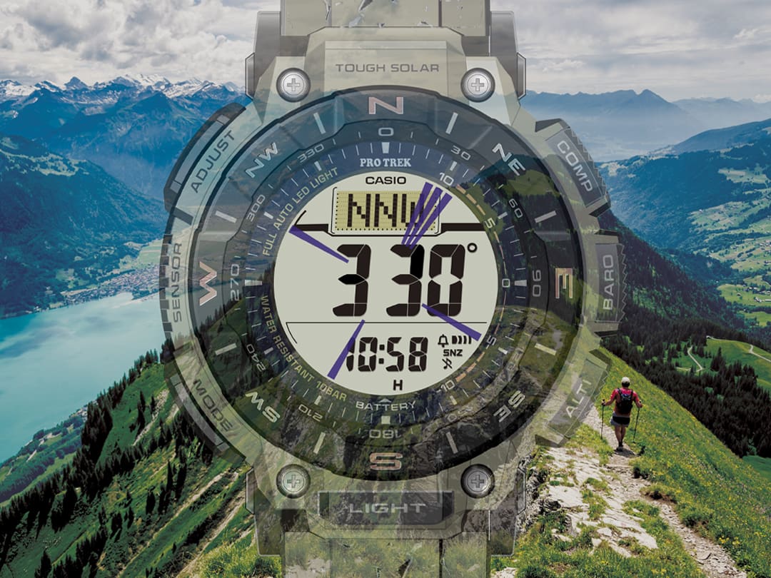 Triple Sensor (digital compass, barometer/altimeter, and thermometer) senses natural changes